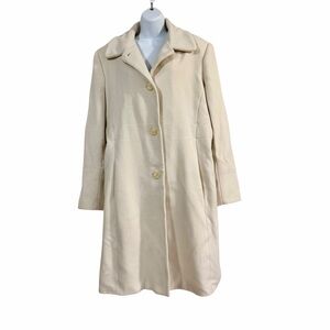 J.G. Hook Cream Wool Cashmere Trench Coat Plus Size 14 Beige Neutral Classic